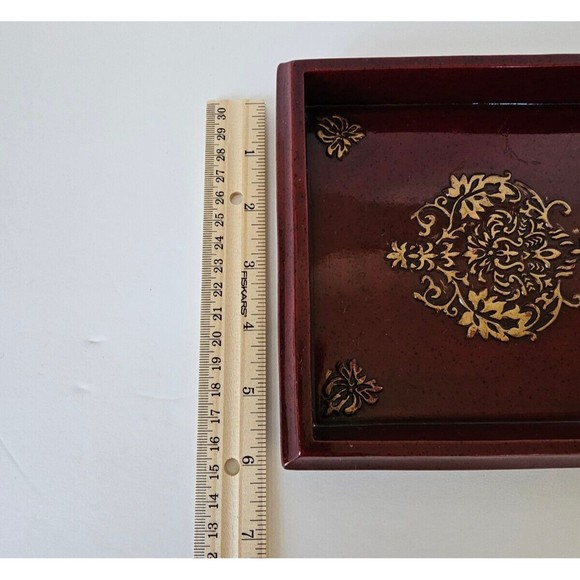 Croscill Home Imperial Bedding Coord Wood Dressing Tray Vanity Night Stand Red - Picture 8 of 16